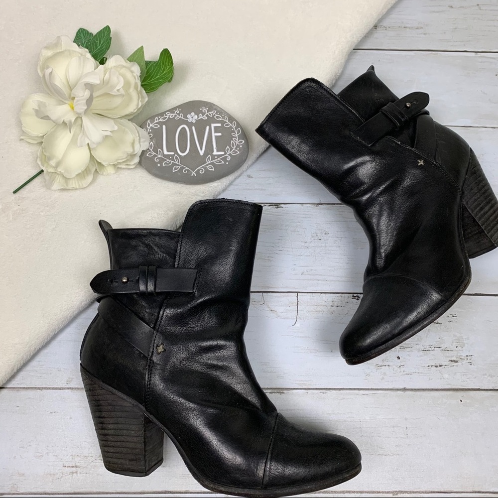 rag & bone Black Crossed Leather Booties